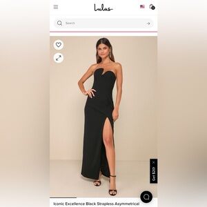 Lulus Iconic Excellence Black Strapless Asymmetrical Column Maxi Dress